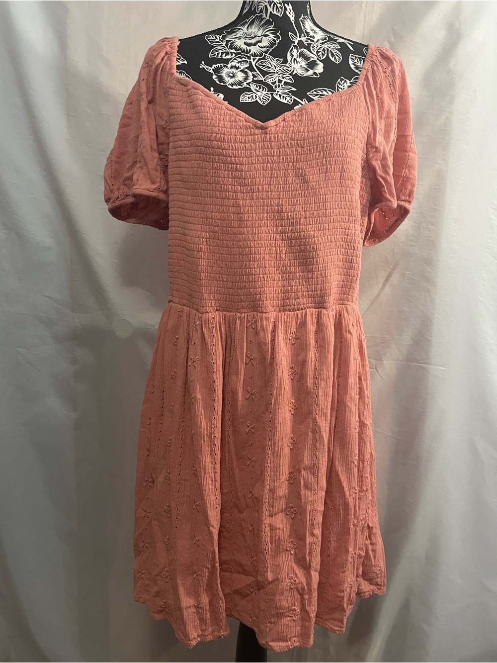 Women's Smocked Bodice Eyelet Dress